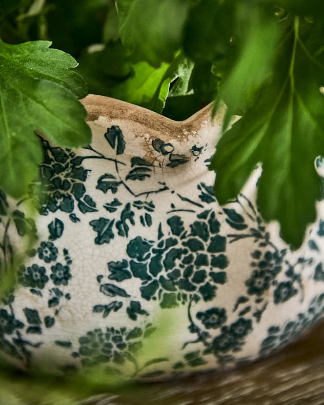 Fiorella Teal Botanical Set of 2 Planters