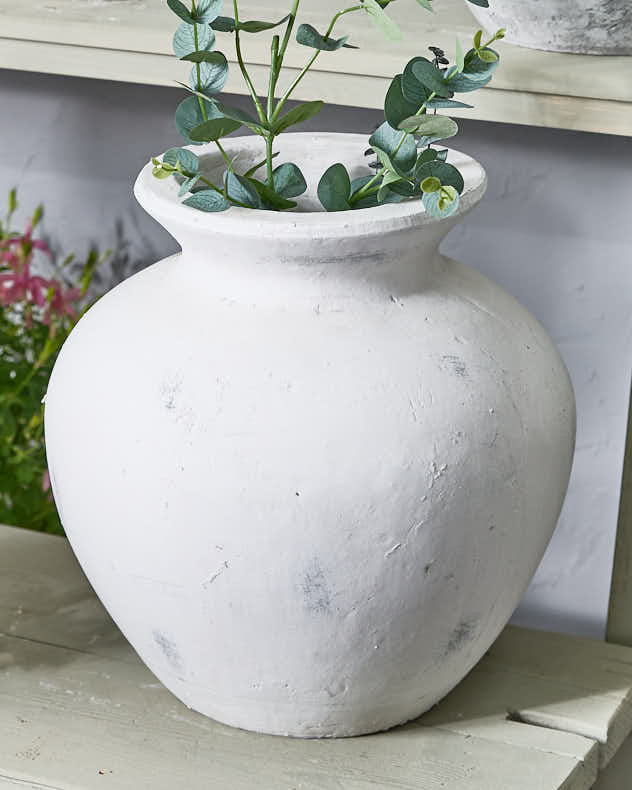 Textured White Antique Style Vase