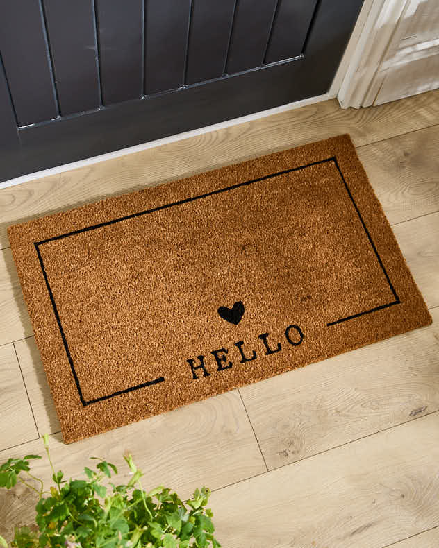Hello Heart Natural Coir Doormat