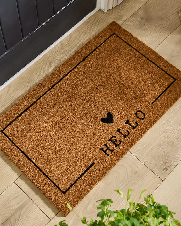 Hello Heart Natural Coir Doormat
