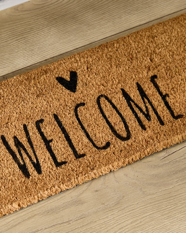Welcome Heart Natural Coir Doormat