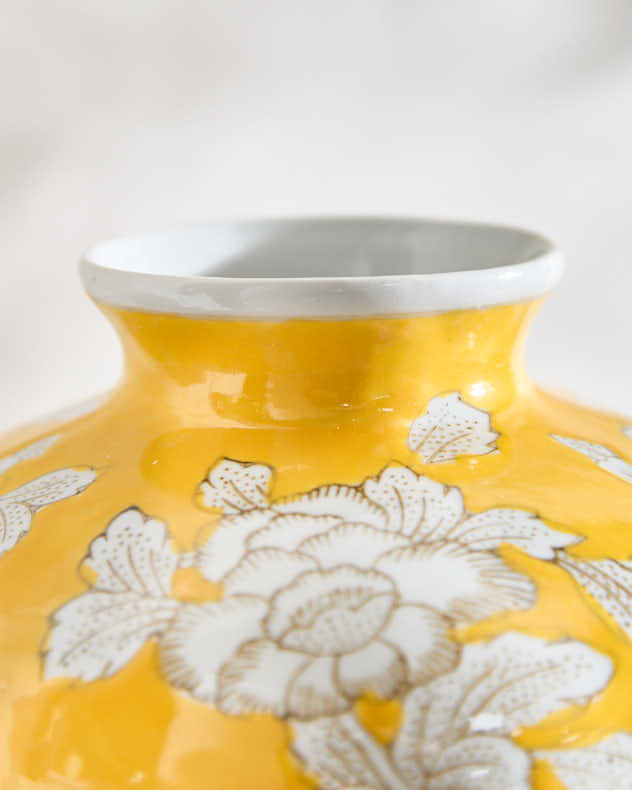 Yellow Floral Ceramic Vase