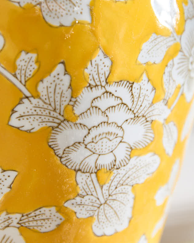 Yellow Floral Ceramic Vase
