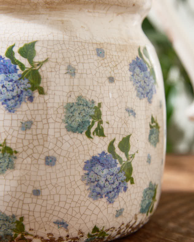 Blue Hydrangeas Ceramic Planters