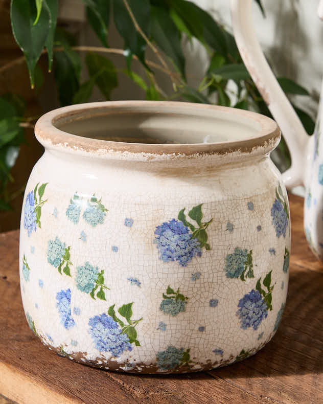 Blue Hydrangeas Ceramic Planters