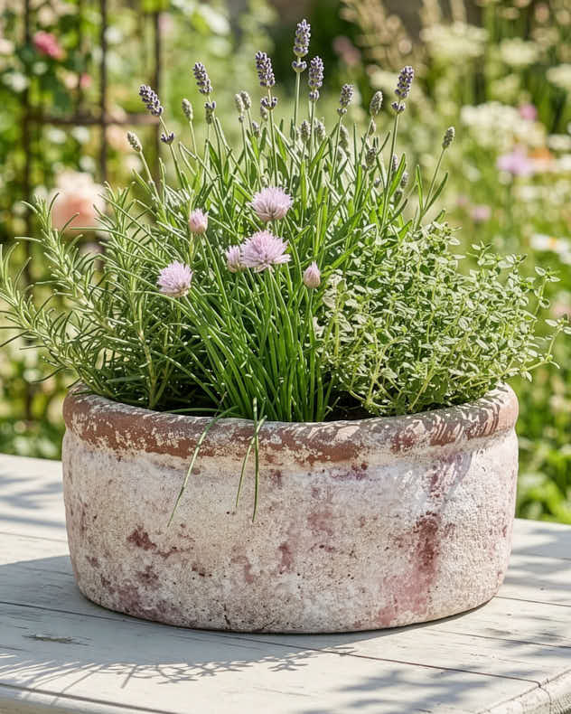Cream & Brown Terracotta Pots & Planters - Textured Brown Terracotta Planter Bowl