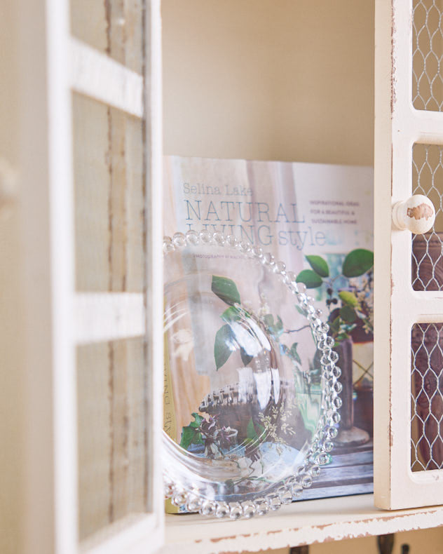 Vintage White Wall Cabinet with Hooks