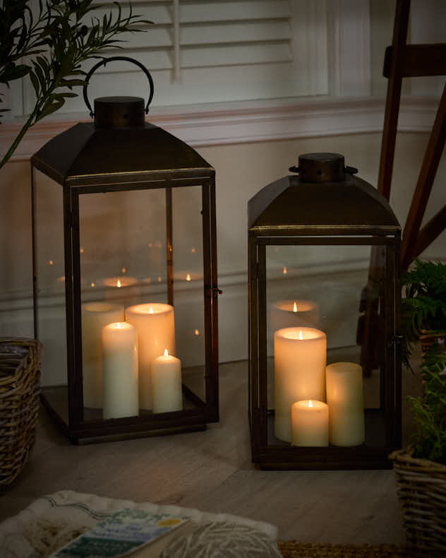 Vintage Style Brass Effect Lanterns