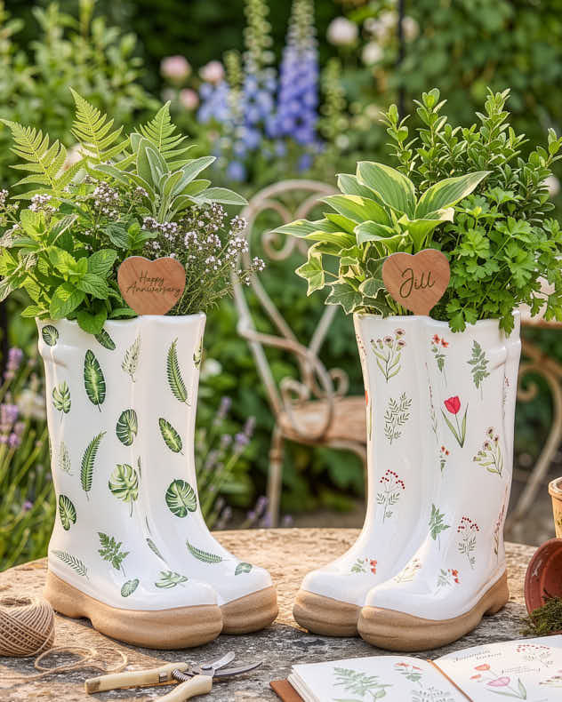 Personalised Patterned Welly Boots Planters