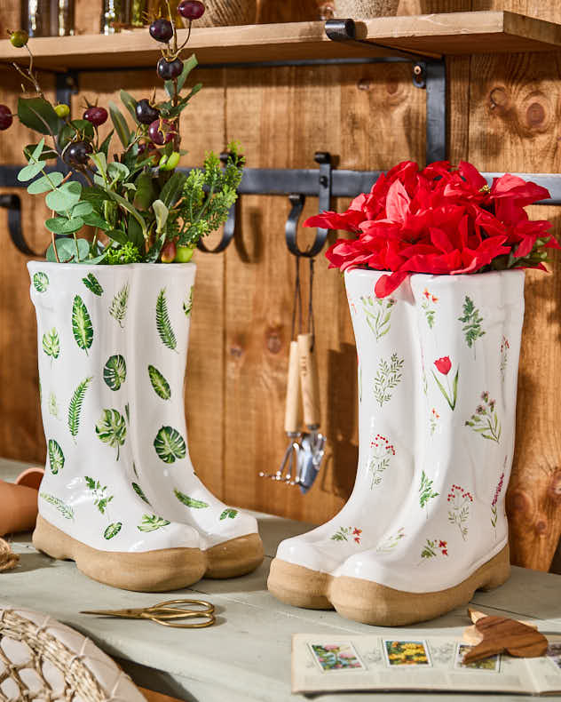 Large Patterned Welly Boots Planters