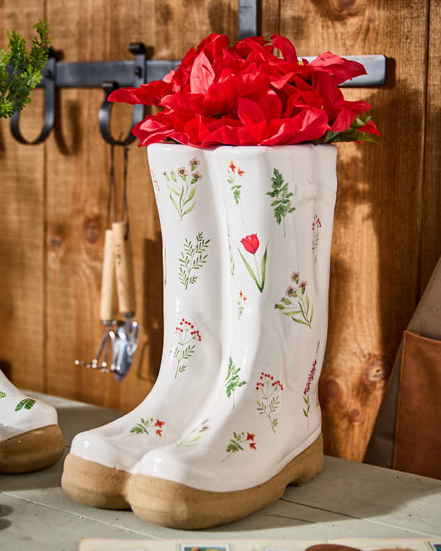 Large Patterned Welly Boots Planters