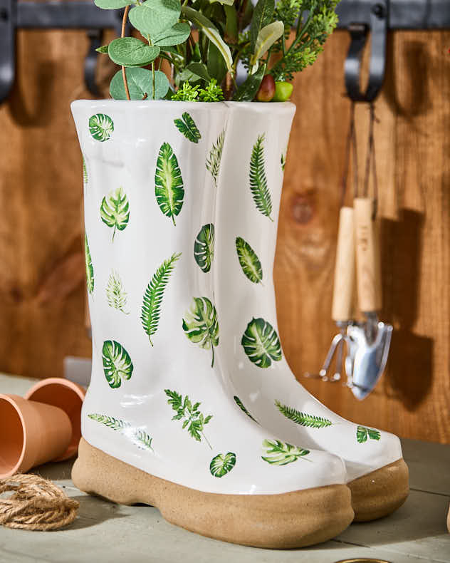 Large Patterned Welly Boots Planters