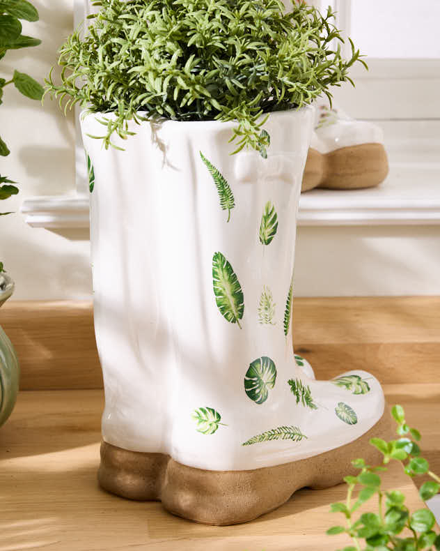 Personalisierte gemusterte Gummistiefel-Pflanzgefäße