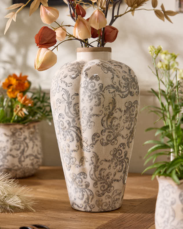 Vintage Grey Patterned Planter Collection