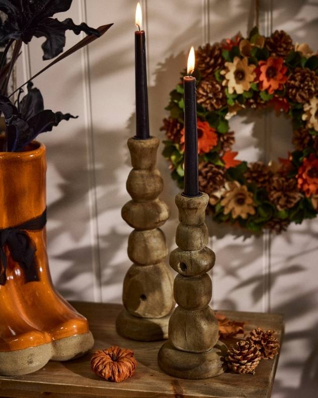 Halloween Stone Candlestick Holders