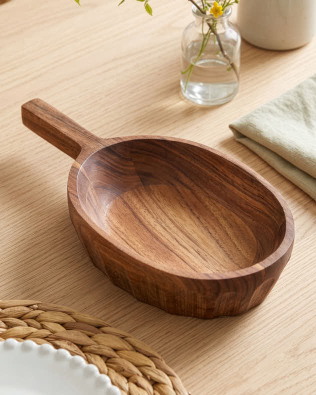 Acacia Wood Serving Tray with Handle