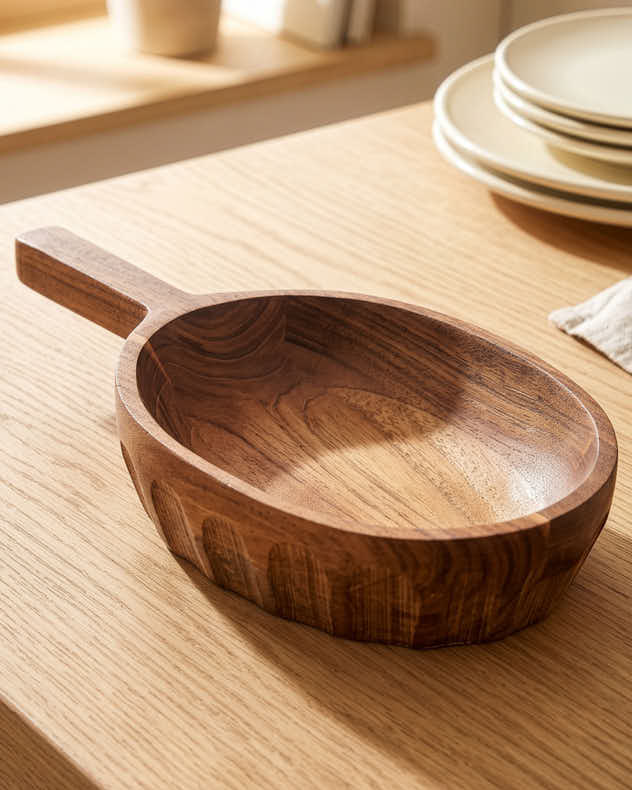 Acacia Wood Serving Tray with Handle