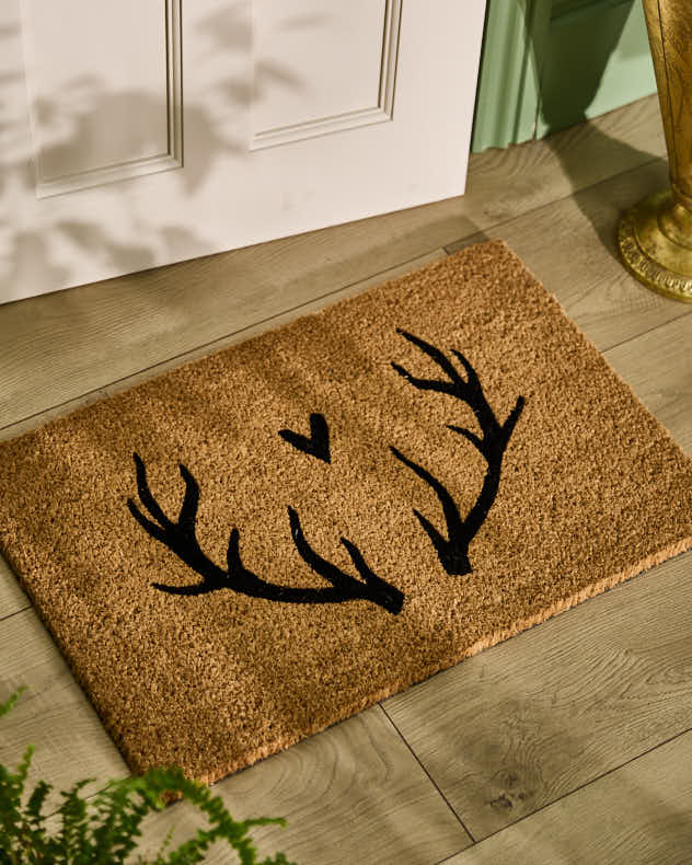 Love Heart Antlers Doormat