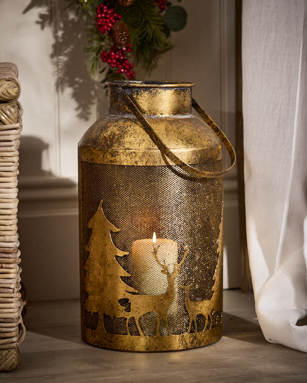 Woodland Scene Copper Candle Holder