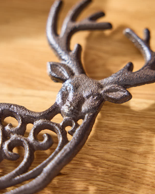 Scrolled Reindeer Cast Iron Trivet