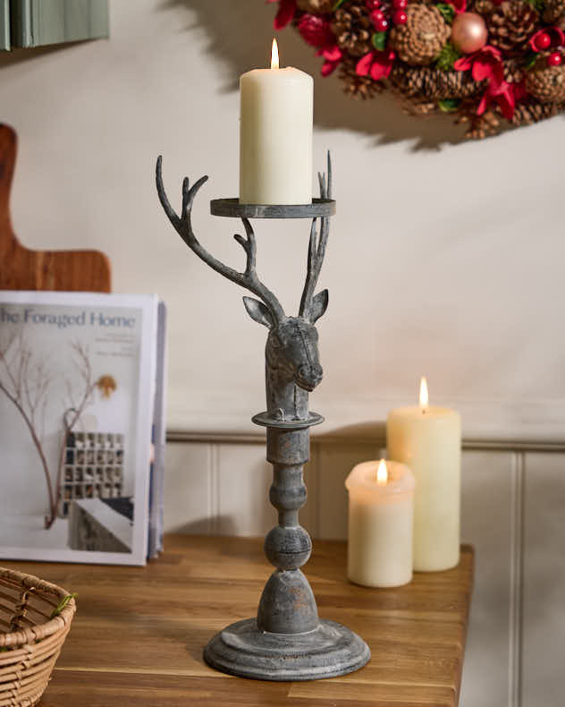 Elegant Footed Stag Candlestick