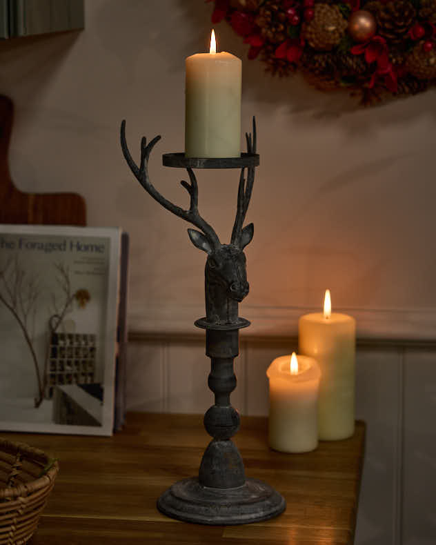 Elegant Footed Stag Candlestick