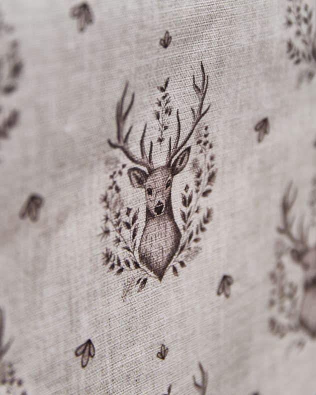 Botanical Deer Table Runner with Gingham Trim
