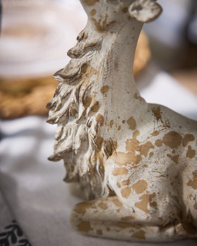 Rustic Carved Stag Figurine