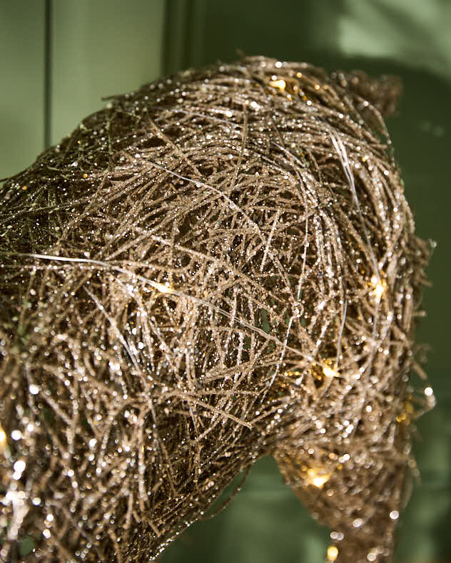 Illuminated Rattan Reindeer Ornament
