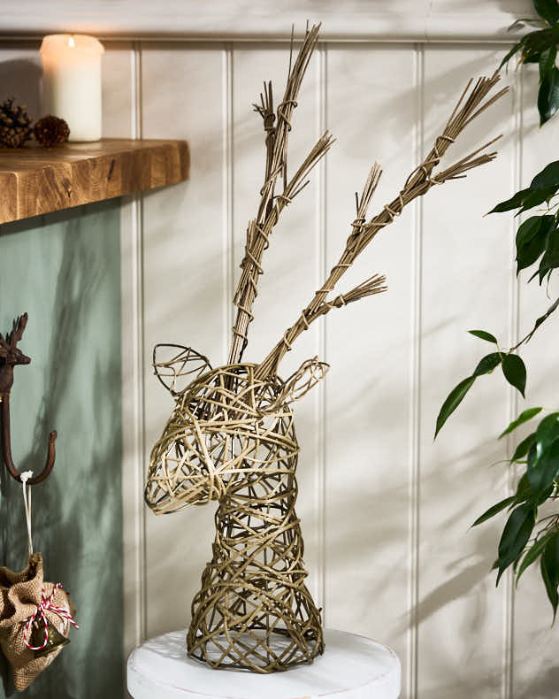 Rattan Woven Stag Head