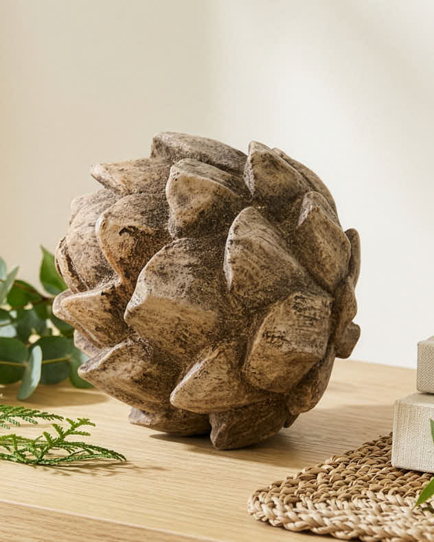 Brown Resin Ornaments - Carved Woodland Pinecone Ornament