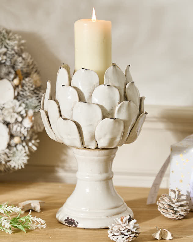 Aged White Artichoke Ornament