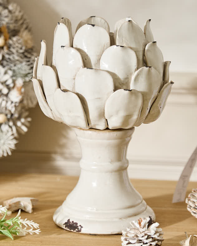 Aged White Artichoke Ornament