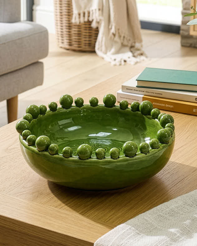 Green Ceramic Bowls - Emerald Pearl Ceramic Bowl