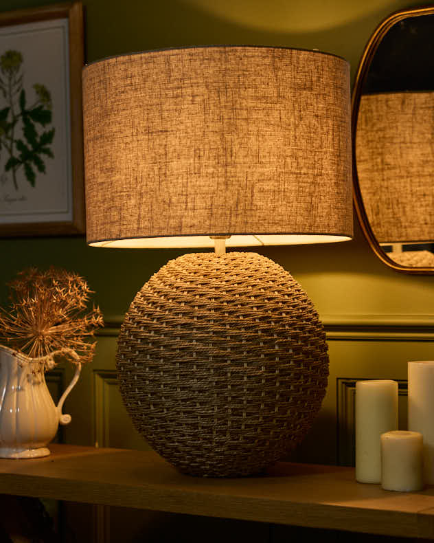 Table Lamps - Rattan Orb Bedside Table Lamp