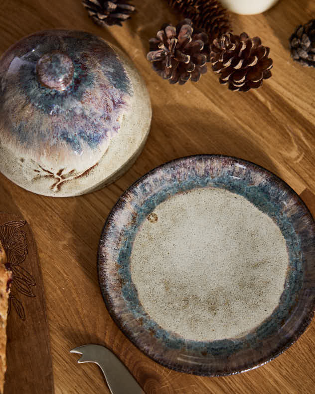 Serveware - Glazed Marble Effect Butter Dish