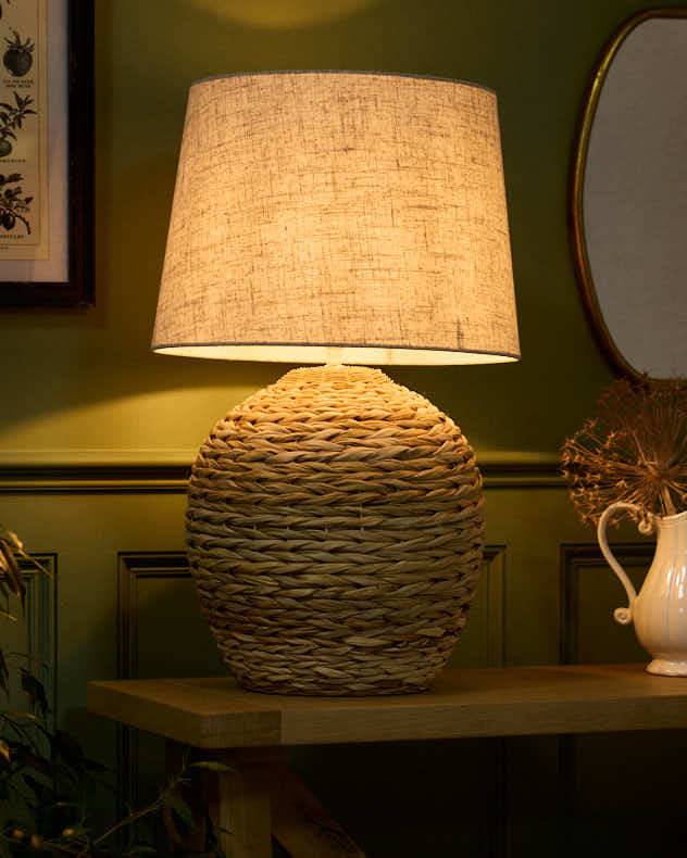 Handwoven Coastal Rattan Table Lamp
