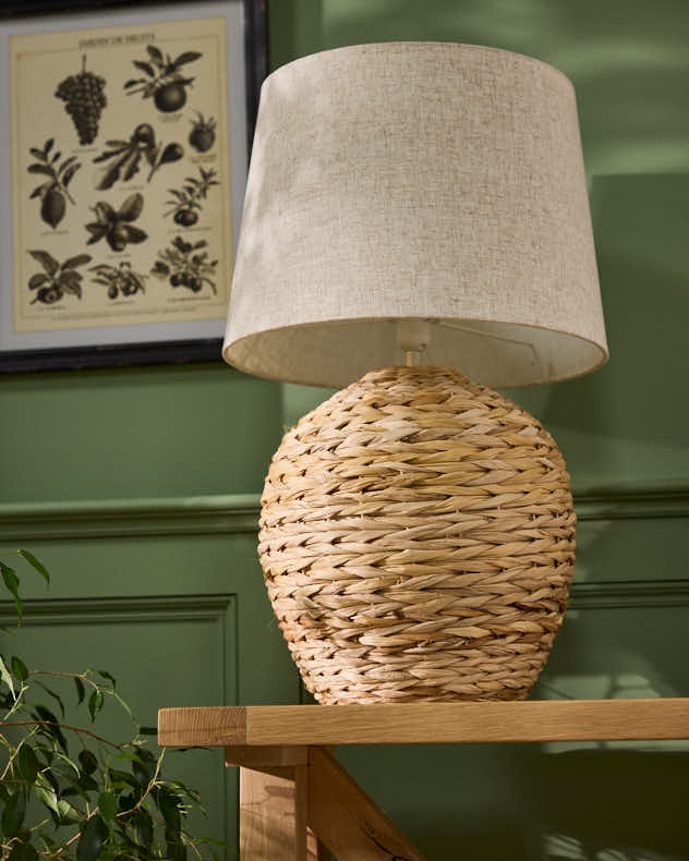Handwoven Coastal Rattan Table Lamp