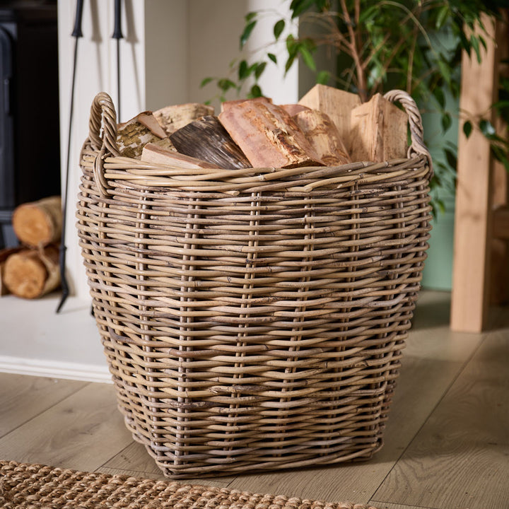 Amphora Lined Rattan Log Basket