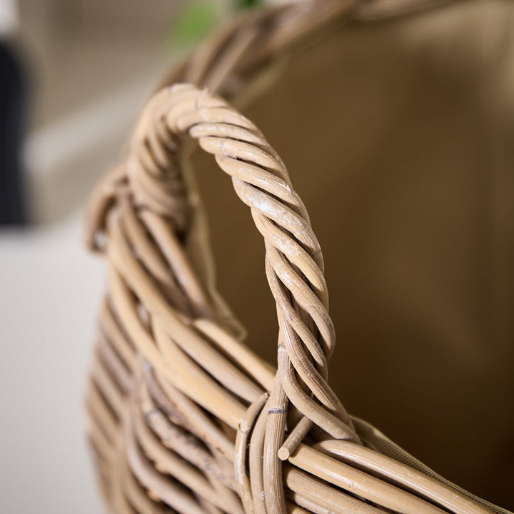 Amphora Lined Rattan Log Basket