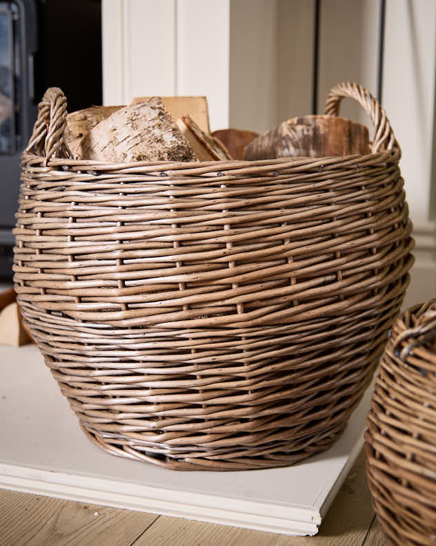 Delphi Weidenkörbe für Holzscheite, 2er-Set