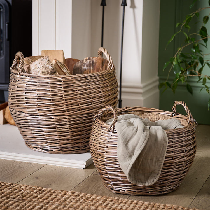 Set of 2 Delphi Wicker Log Baskets Baskets