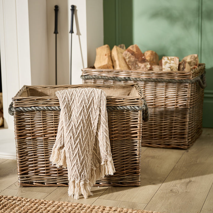 Set of 2 Rectangular Log Baskets
