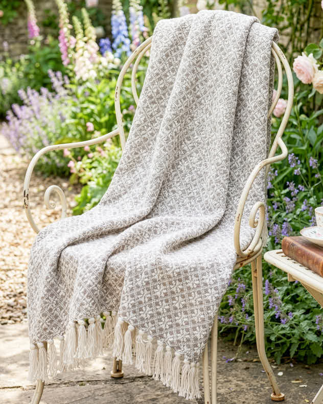 Brown & Cream Cotton & Recycled Fibres Throws - Latte and Ivory Cotton Throw With Tassels