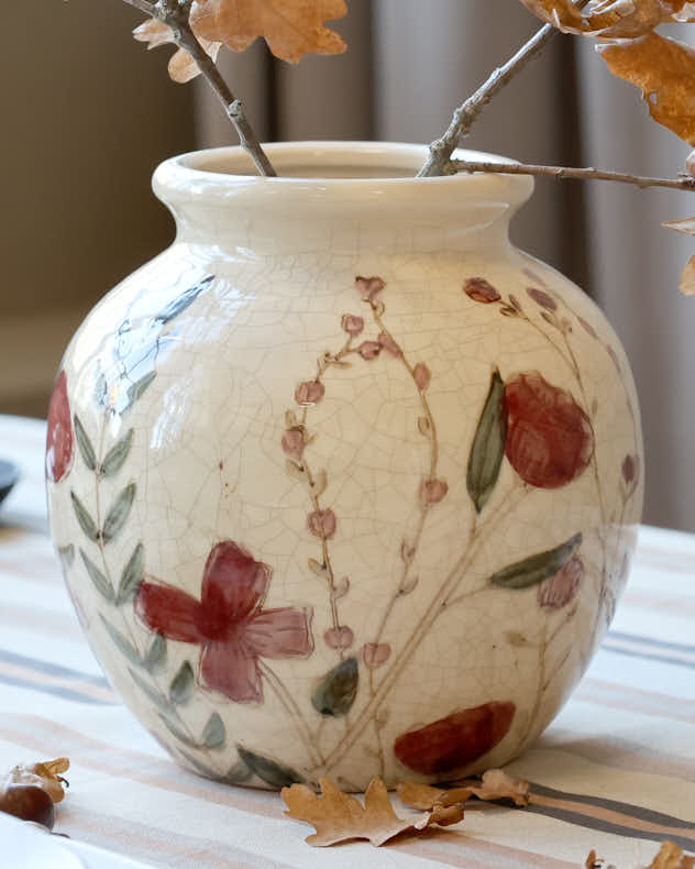 Vintage Blooming Poppies Vase
