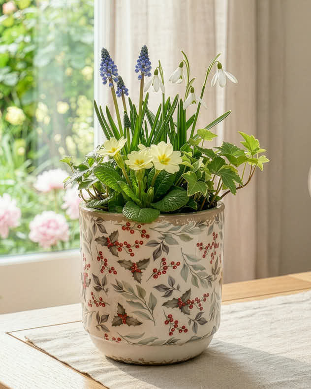 Vases Planter - Holly and Mistletoe Ceramics Collection