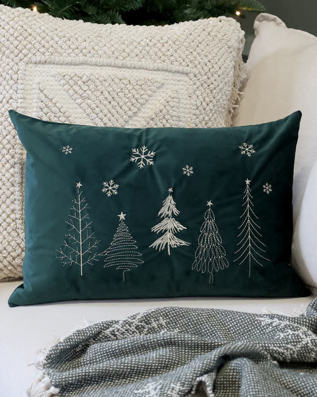Winter Wonderland Emerald Green Cushion