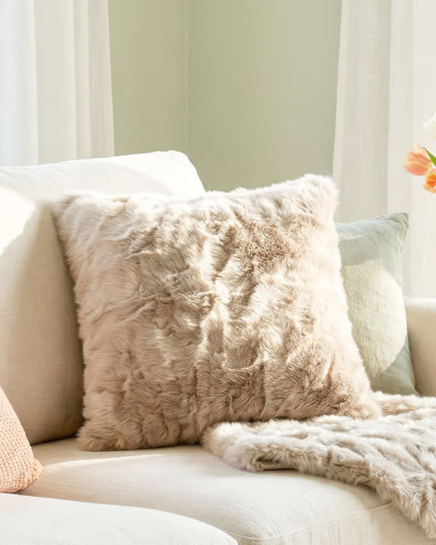 Soft Cream Luxury Faux  Fur Cushion