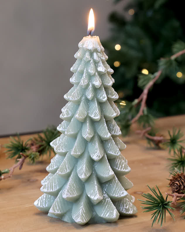 Snow Dusted Christmas Tree Candle