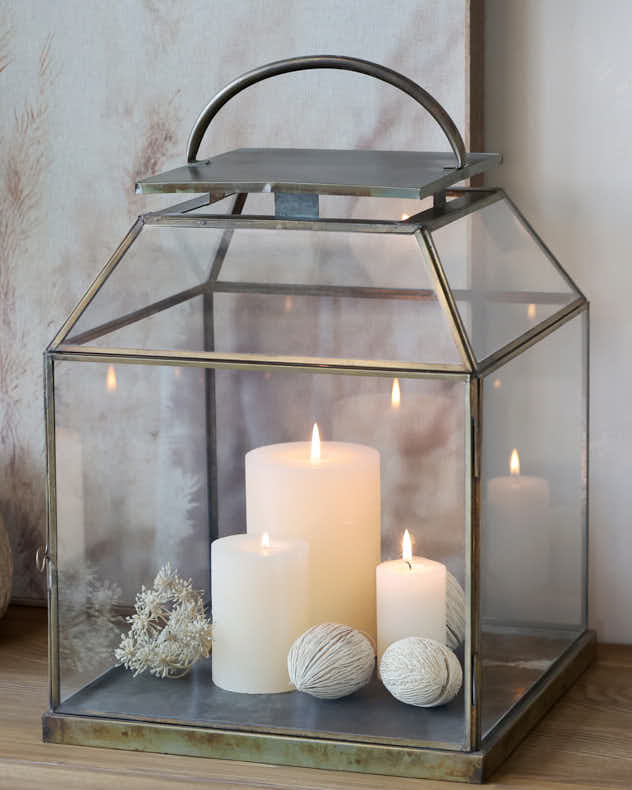 Contemporary Large Glass & Iron Candle Holder